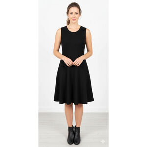 Black Ribbed Sleeveless Fit & Flare Dress